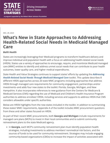 State Health and Value Strategies Publication Cover